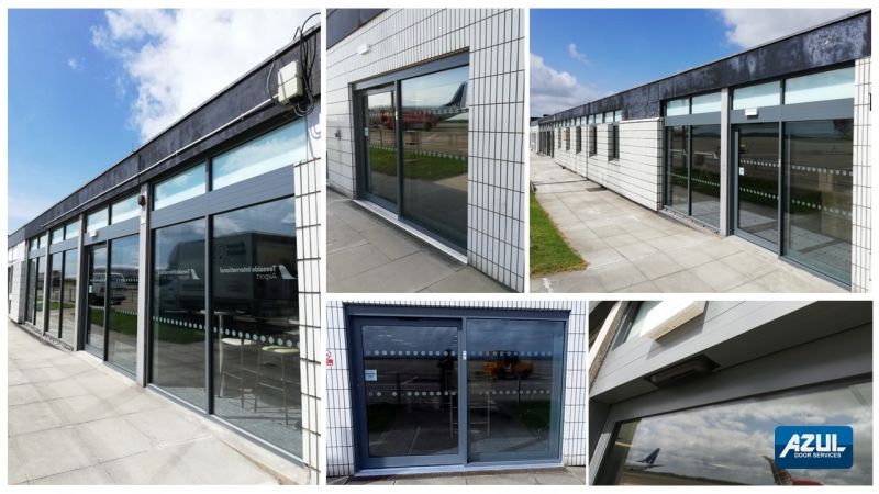 Azul’s published collage of automatic entrance installations at Teesside International Airport